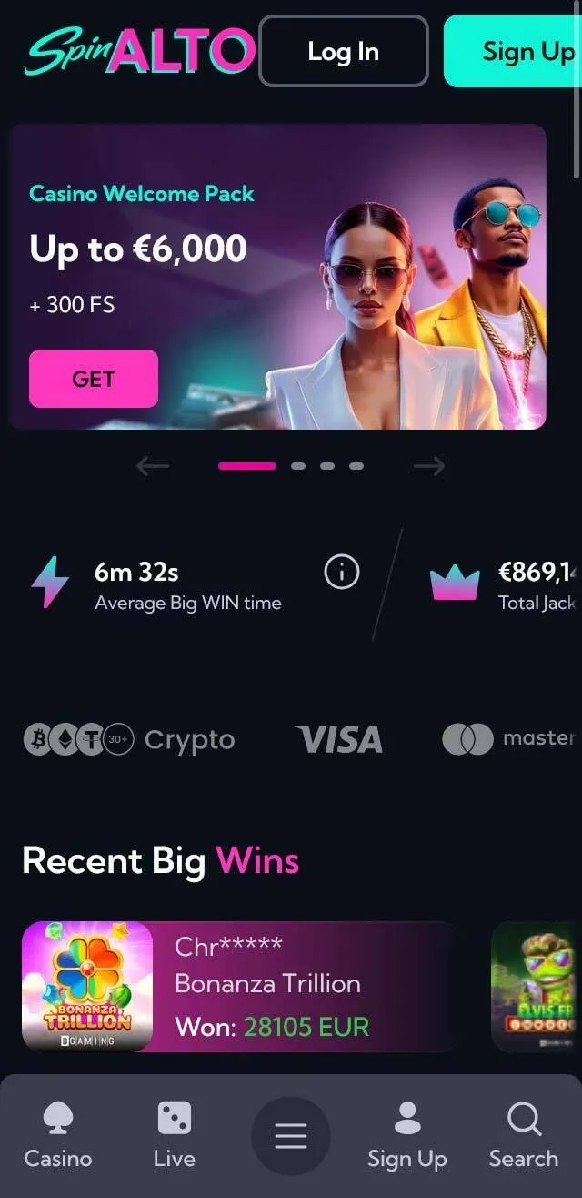 Spinalto Casino affiliate-landingspagina preview
